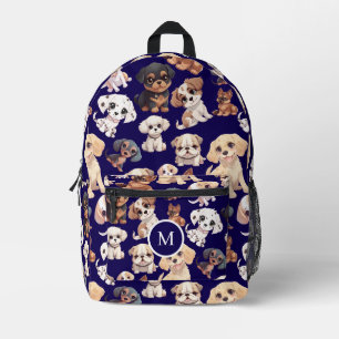 Niedlicher, dunkelblauer, Puppy-Dog-Rückpack Bedruckter Rucksack