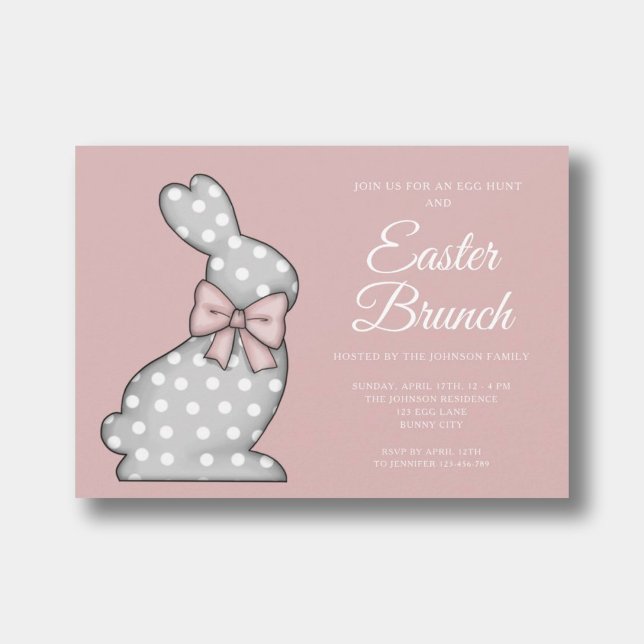 Niedlicher Dusty Pink Bunny Osterbrunch Einladung (Cute Dusty Pink Bunny Easter Brunch Invitation)