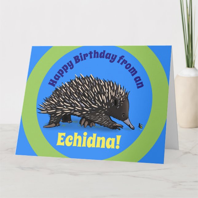 Niedlicher Echidna mit Karte (Vorderseite)