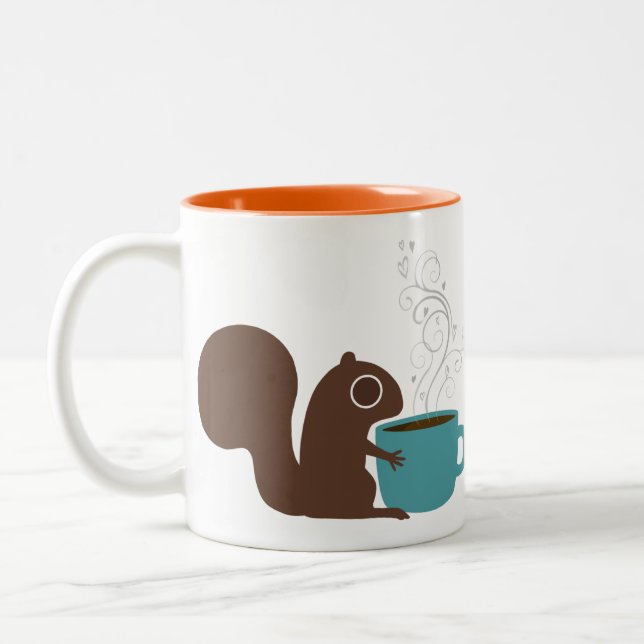 Niedlicher Eichhörnchen-Kaffee Lover | Fun Wildlif Zweifarbige Tasse (Links)