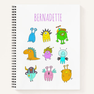Niedlicher eigenartiger bunter Monster-Cartoon per Notizbuch