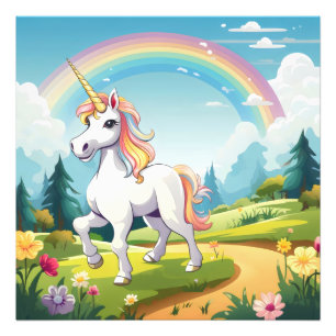 Niedlicher Einhorn-Cartoon Fotodruck