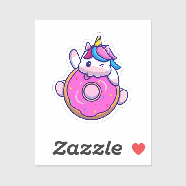 Niedlicher Einhorn-Donut-Aufkleber Aufkleber (Blatt)