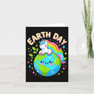 Niedlicher Einhorn Happy Earth Day Groovy Women Me Karte