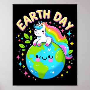 Niedlicher Einhorn Happy Earth Day Groovy Women Me Poster