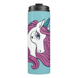 Niedlicher Einhorn-individuelle Name und Farbtrübe Thermosbecher