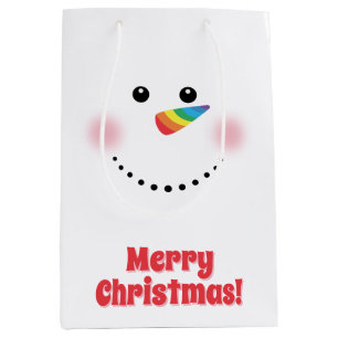 Niedlicher Einhorn-Regenbogen-Horn Nose Snowman Mittlere Geschenktüte