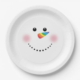 Niedlicher Einhorn-Regenbogen-Horn Nose Snowman Pappteller