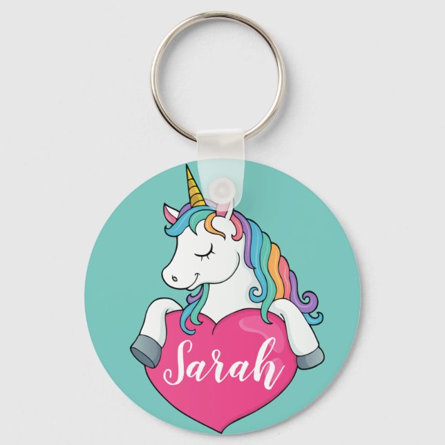 Niedlicher Einhorn-Schlüsselanhänger mit Mädchenna Schlüsselanhänger (Vorderseite)