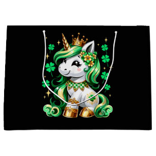 Niedlicher Einhorn Shamrock St Patricks Day Große Geschenktüte