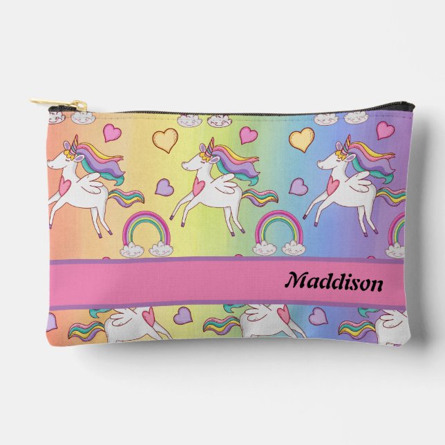 Niedlicher Einhorn- und Regenbogenschule Toiletten Zubehörtasche (Vorderseite)
