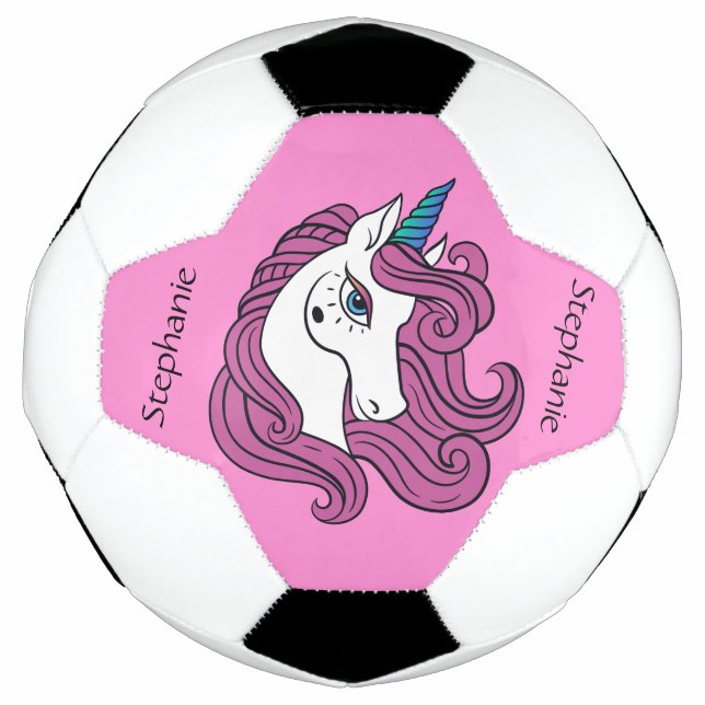 Niedlicher Einhornball individuelle Name & Farbsoc Fußball (Vorderseite)