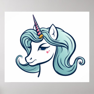 Niedlicher Einhornkopf Poster