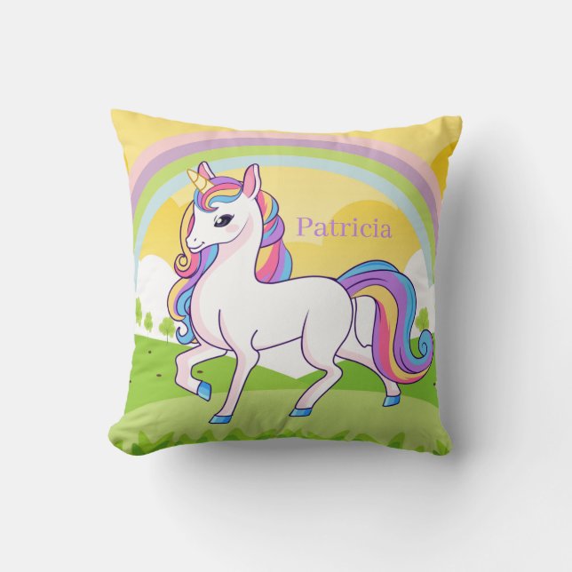 niedlicher Einhornname Kissen (Vorderseite)