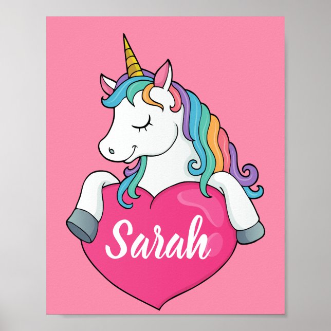 Niedlicher Einhornname Personalisiert Poster (Vorne)