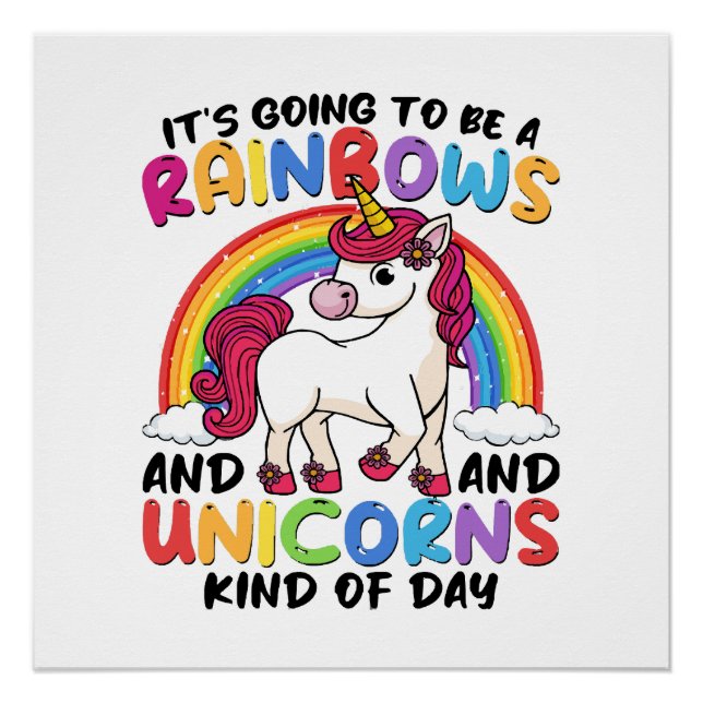 niedlicher Einhornregenbogen lustig Poster (Vorderseite)