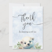 Niedlicher Eisbär Blauer Winterschnee Danke Karte