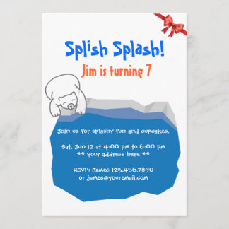 Niedlicher Eisbär & Eispool Zum Geburtstag Einladu Einladung