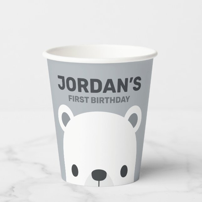Niedlicher Eisbär Geburtstag Pappbecher (Vorderseite)