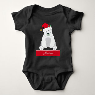 Niedlicher Eisbär in Weihnachtsmannmütze Baby Strampler