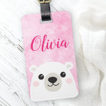 Niedlicher Eisbär individuelle Name rosa Gepäckanhänger<br><div class="desc">Niedliche Gepäckmarke mit einem niedlichen kleinen Eisbären auf rosa Untergrund und Ihrem individuelle Name oder anderen Texten.</div>
