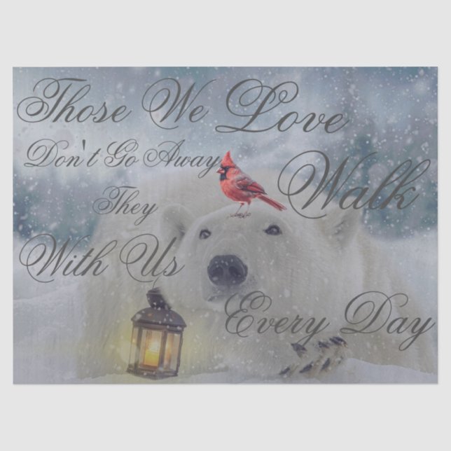 Niedlicher Eisbär Kardinal Bird Winter Weihnachten Seidenpapier (Vorderseite)