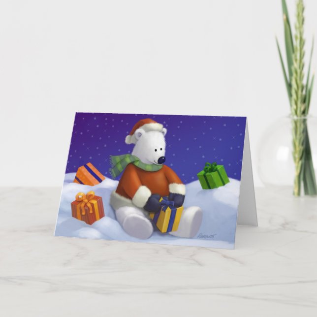 Niedlicher Eisbär Santa Grußkarten Feiertagskarte (Vorderseite)