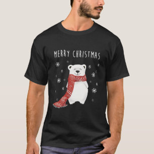 Niedlicher Eisbär Scarf Frohe Weihnachtsfeiertage T-Shirt