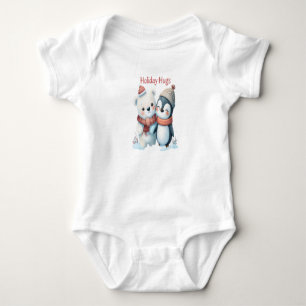 Niedlicher Eisbär und Pinguin Weihnachten Baby Strampler