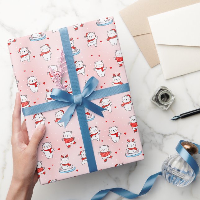 Niedlicher Eisbär Weihnachten Nahtloses Muster Geschenkpapier (Schenken)