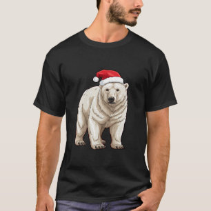 Niedlicher Eisbär Weihnachtslicht Weihnachtsmannmü T-Shirt