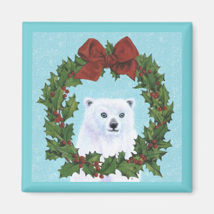 Niedlicher Eisbär Weihnachtsschneemagnet Magnet