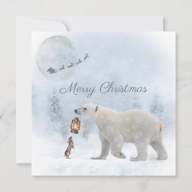 Niedlicher Eisbär Wildes Kaninchen Weihnachten Wei (Vorderseite)