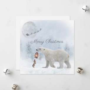 Niedlicher Eisbär Wildes Kaninchen Weihnachten Wei
