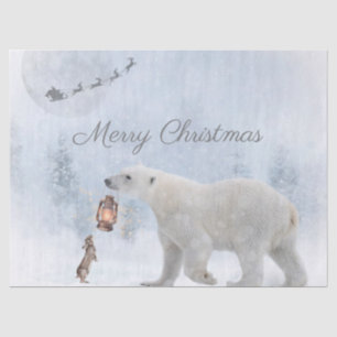 Niedlicher Eisbär Wildes Kaninchen Weihnachten Wei Seidenpapier
