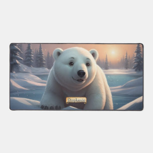 Niedlicher Eisbär Winter Cartoon Schreibtischunterlage