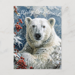 Niedlicher Eisbär Winterweihnachtsfest Feiertagspostkarte