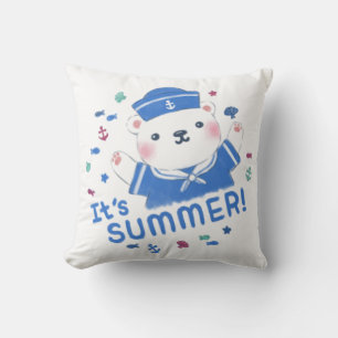 Niedlicher Eisbärensailor in der Sommerhitze Kissen