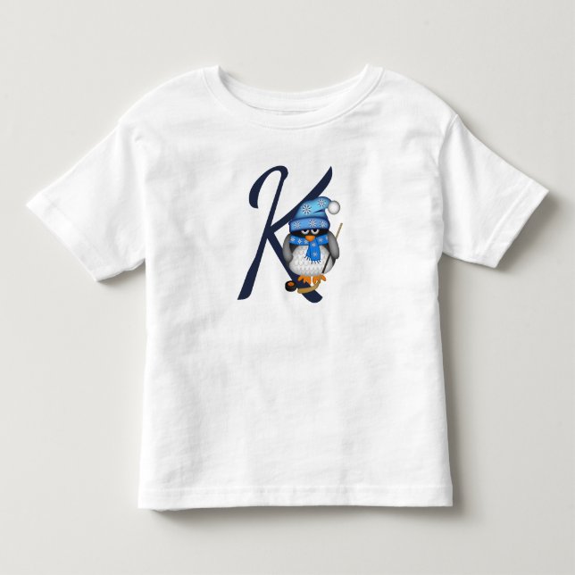 Niedlicher Eishockeypinguin und Sondertext Kleinkind T-shirt (Vorderseite)