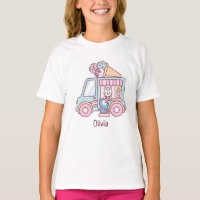Niedlicher Eiskrem LKW-T - Shirt Bunny and Pinguin