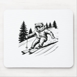Niedlicher Eispolarbär Skifahren Schneeschuhwander Mousepad