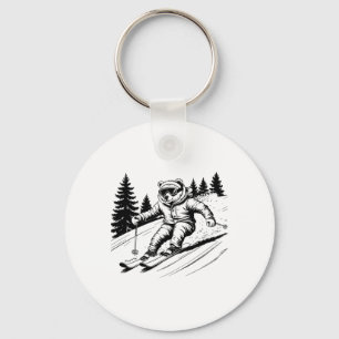 Niedlicher Eispolarbär Skifahren Schneeschuhwander Schlüsselanhänger