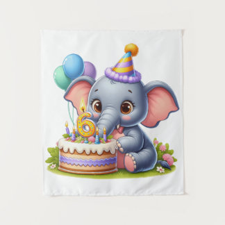 Niedlicher Elefant 6. Geburtstag Wandteppich