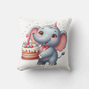 Niedlicher Elefant 7. Geburtstag Kissen