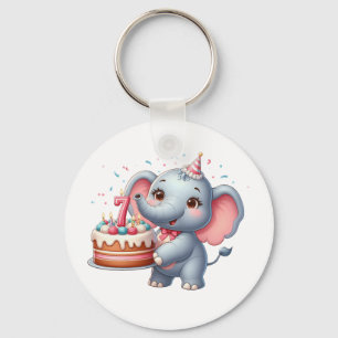 Niedlicher Elefant 7. Geburtstag Schlüsselanhänger