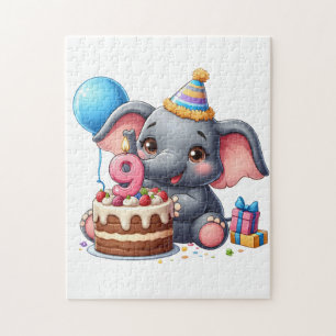 Niedlicher Elefant 9. Geburtstag