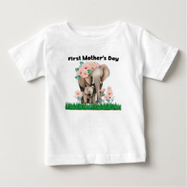 Niedlicher Elefant am ersten Muttertag Baby T-shirt