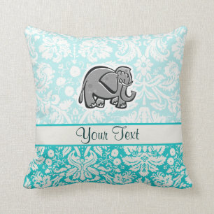 Niedlicher Elefant; aquamarin Kissen