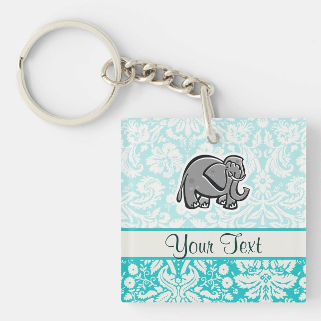 Niedlicher Elefant; aquamarin Schlüsselanhänger (Vorderseite)