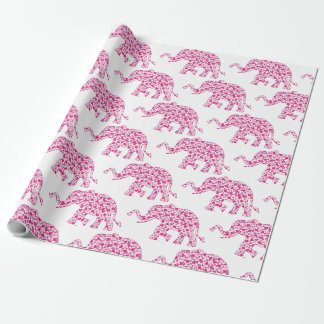 Niedlicher Elefant aus kleinen rosa Herzen Geschenkpapier